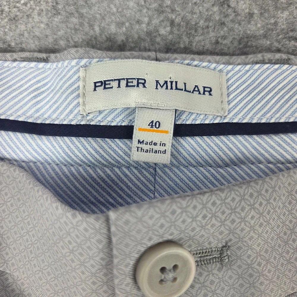 Peter Millar Salem Classic Fit Golf Shorts Mens 40 Grey Performance Geometric